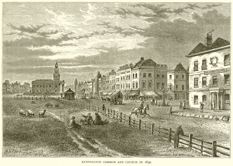 Kennington Common and Church i 1830 av English School