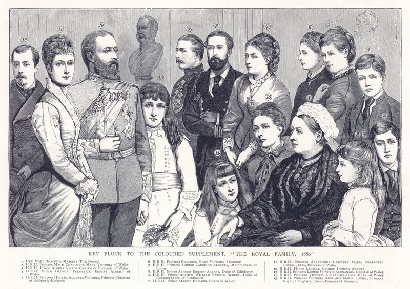 Nøkkelblokk til det fargede tillegget, kongefamilien, 1880 av English School