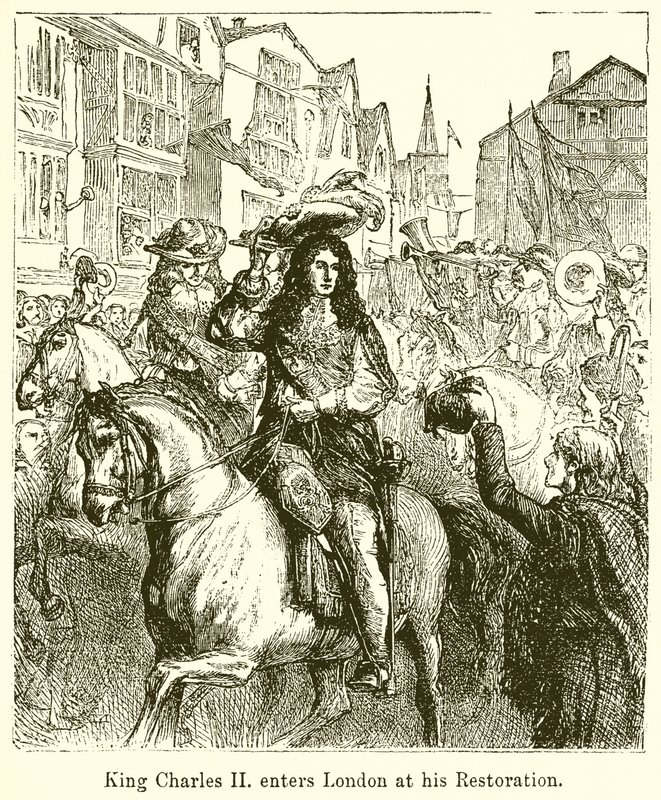 Kong Charles II kommer inn i London ved sin restaurering av English School
