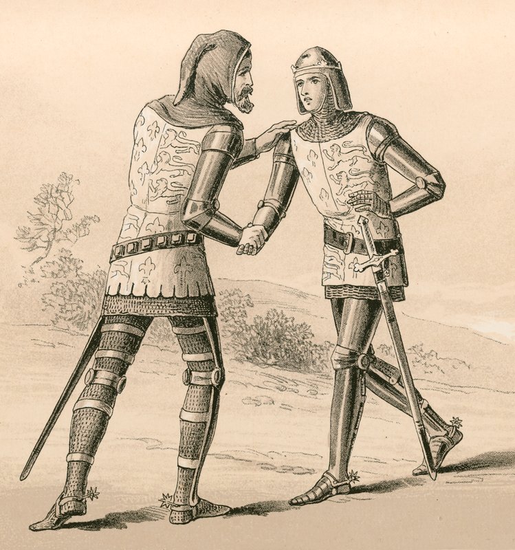 Kong Edward III hilser sin sønn, den svarte prinsen, etter slaget ved Crecy av English School
