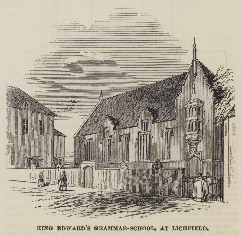 King Edward's Grammar-School, på Lichfield (gravering) av English School