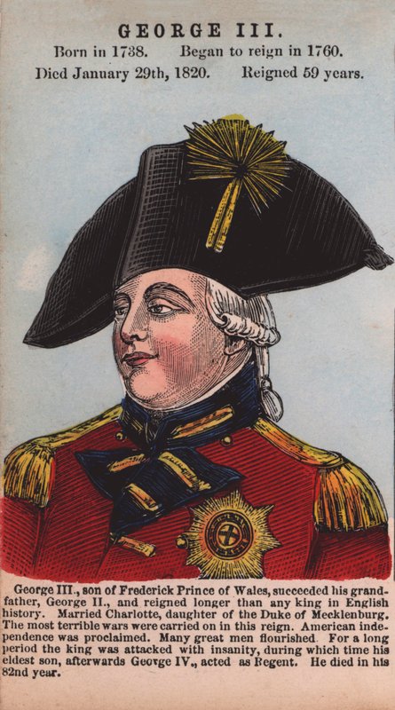 Kong George III (farget gravering) av English School