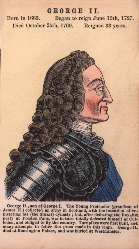 King George II (farget gravering) av English School