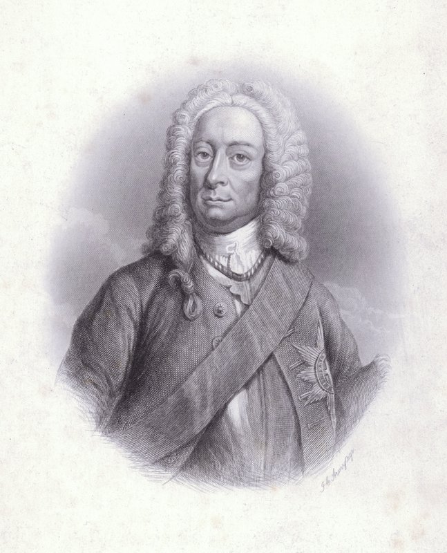 Kong George II (gravering) av English School