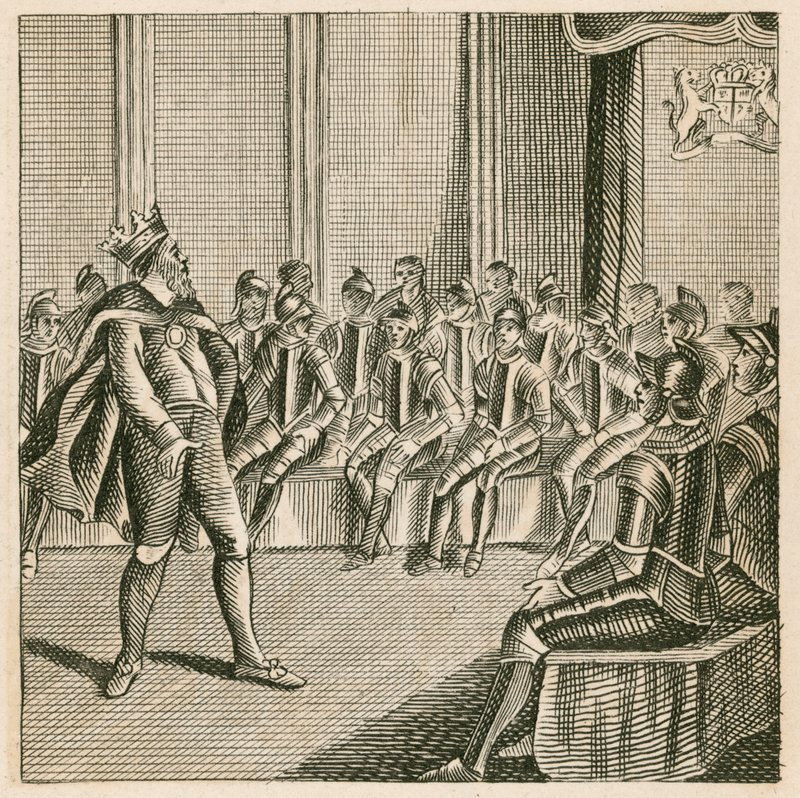 Kong Henry III gikk inn i parlamentet og fant baronene kledd i rustning av English School