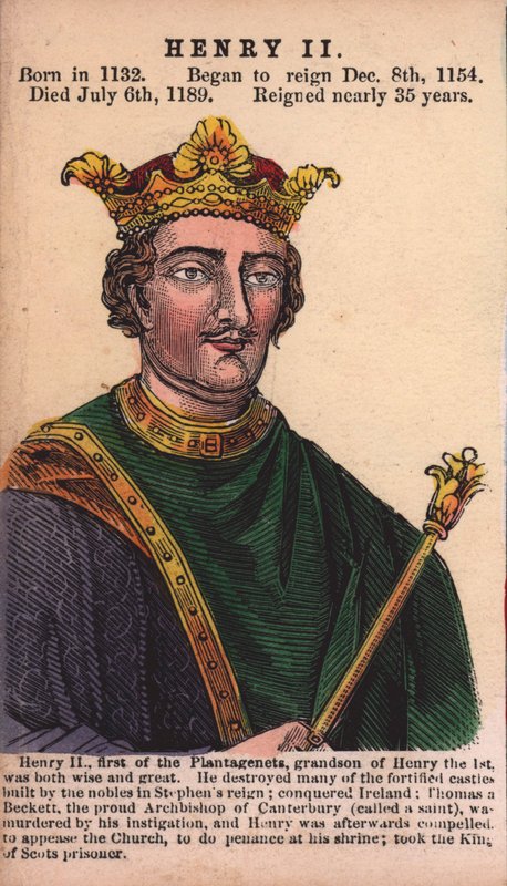 Kong Henry II (farget gravering) av English School