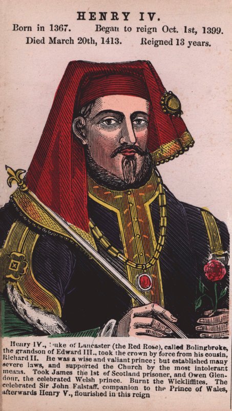 Kong Henry IV (farget gravering) av English School