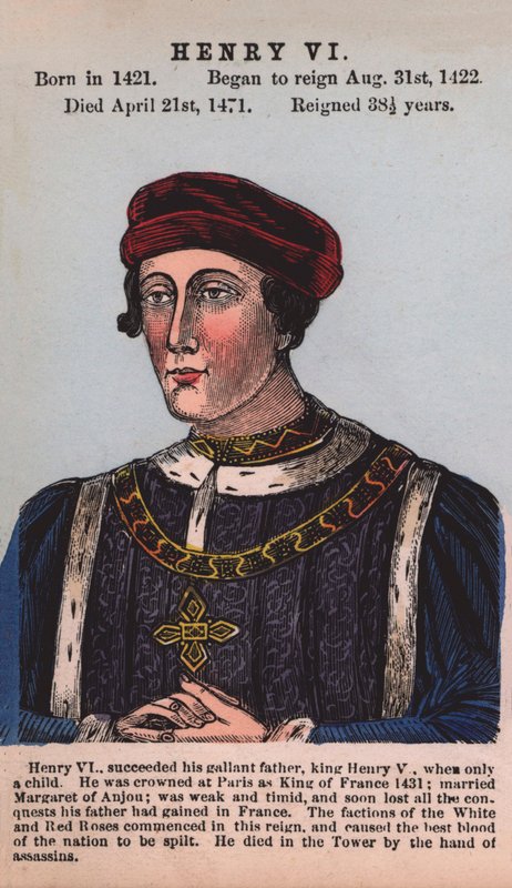 Kong Henry VI (farget gravering) av English School