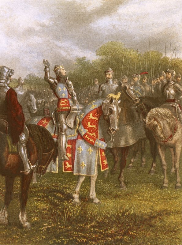 Kong Henry V på Agincourt av English School