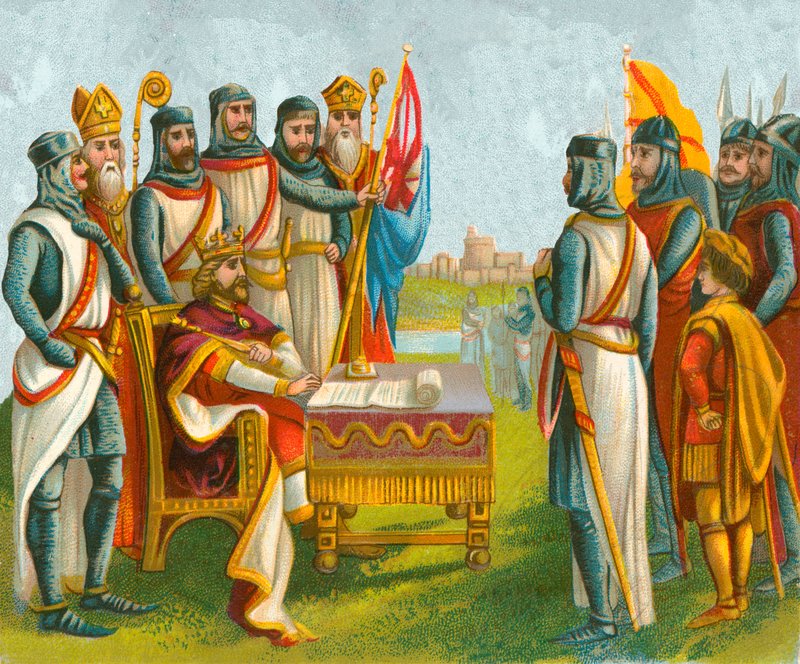 King John signerer Magna Carta av English School
