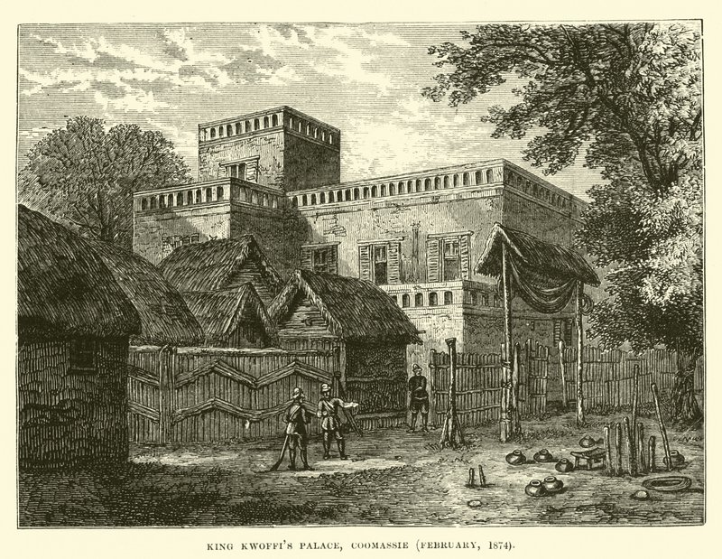 King Kwoffis Palace, Coomassie, februar 1874 av English School