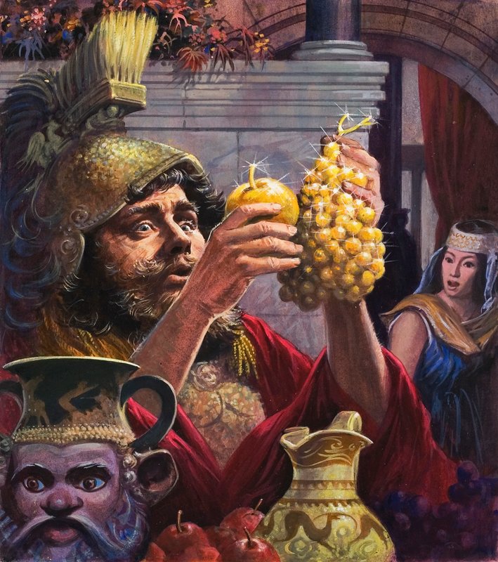 Kong Midas (gouache på papir) av English School