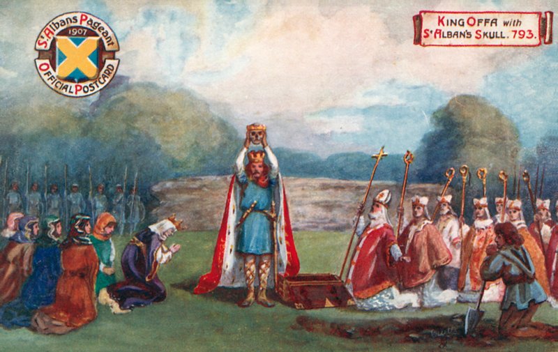 Kong Offa med St. Albans hodeskalle, 793; St. Albans-konkurransen av English School