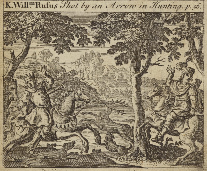 Kong William II av England skutt av en pil under jakt, 1100 av English School