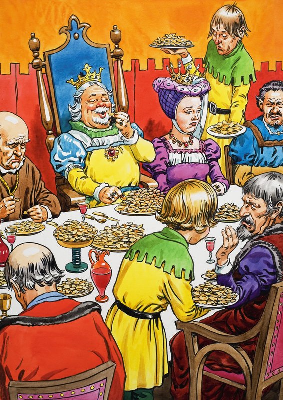 Konge og Dronning på - uvanlig - middag av English School