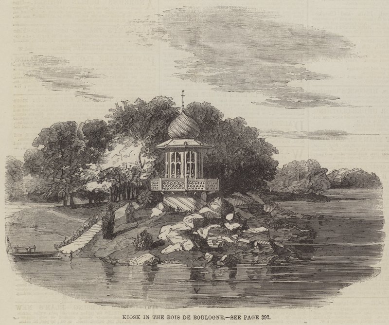 Kiosk i Bois de Boulogne (gravering) av English School
