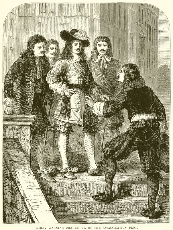 Kirby advarer Charles II om attentatplanen av English School