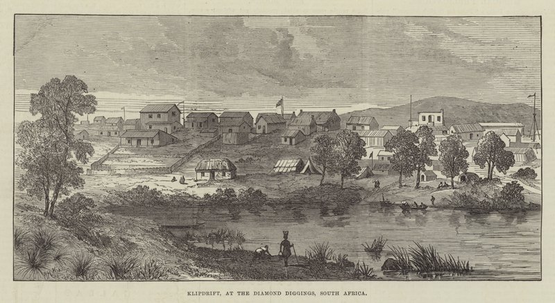 Klipdrift, ved Diamond Diggings, Sør-Afrika (gravering) av English School