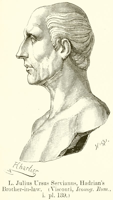 L. Julius Ursus Servianus, Hadrians svoger. (Visconti, Iconog. Rom., i. pl. 139) av English School