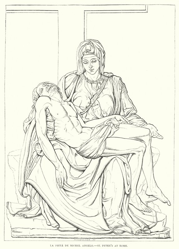 Michel Angelos Pieta, Peterskirken i Roma (gravering) av English School