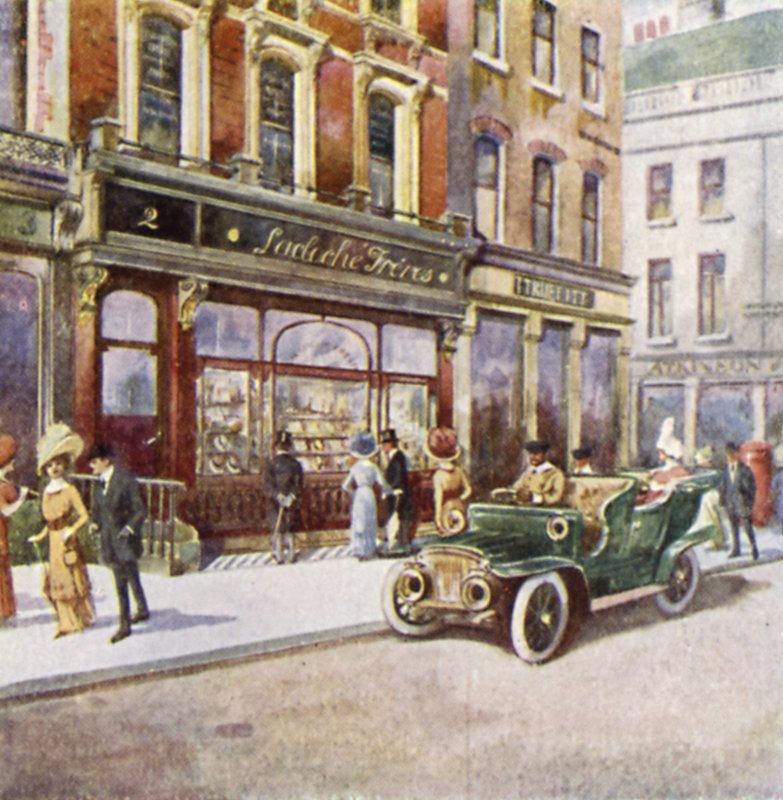 Lacloche Freres, 2 New Bond Street (farge litho) av English School