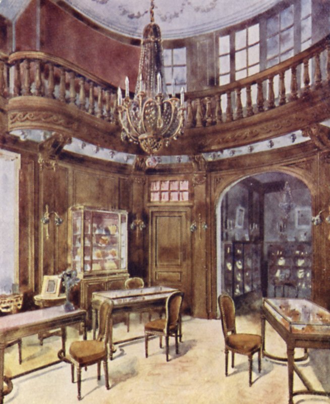 Lacloche Freres, London Showrooms, Bond Street (farge litho) av English School