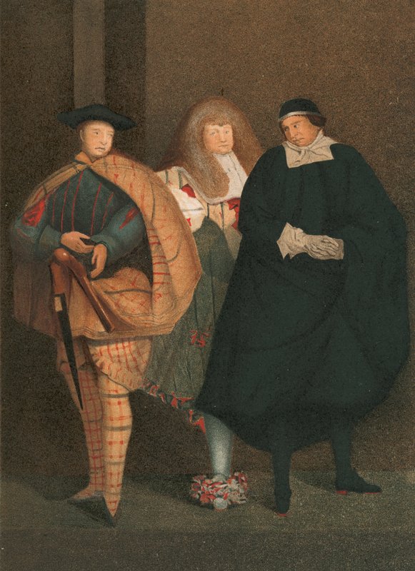 Lacy, en skuespiller på kong Charles IIs tid, i tre av hans hovedkarakterer av English School