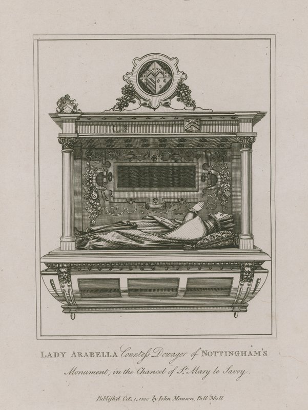 Lady Arabella, enkegrevinne av Nottinghams-monumentet i kapellet St Mary le Savoy av English School