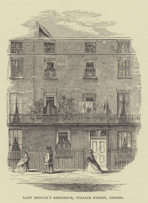Lady Morgans bolig, William Street, London (gravering) av English School
