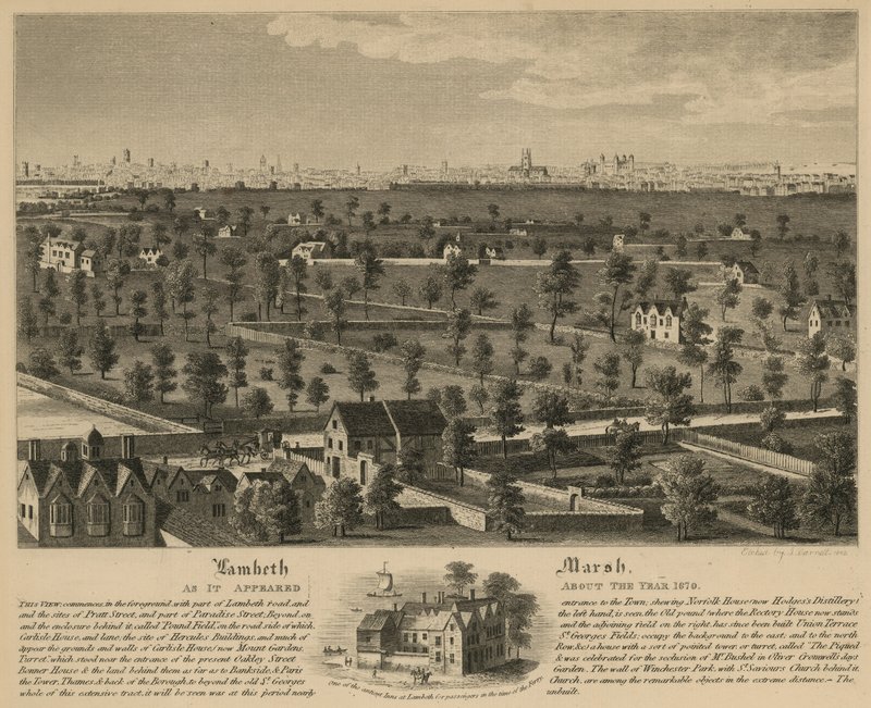 Lambeth Marsh slik den så ut rundt år 1670 av English School