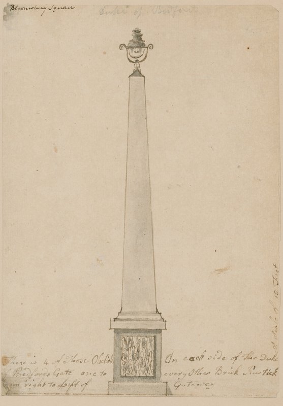 Lampe nær Bedford House, London, tatt ned i 1799 av English School