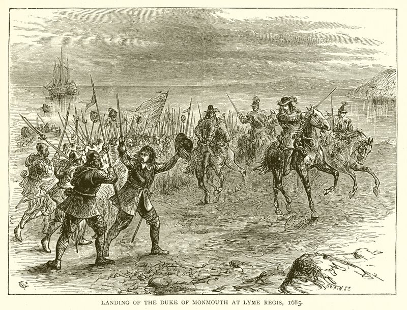 Landing av hertugen av Monmouth st Lyme Regis, 1685 av English School