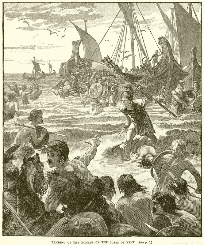 Landing av romerne på kysten av Kent av English School