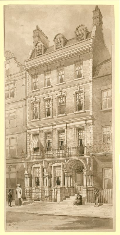 Siste hus i hjørnet av Bedford Square og Adeline Street, London (wc på papir) av English School