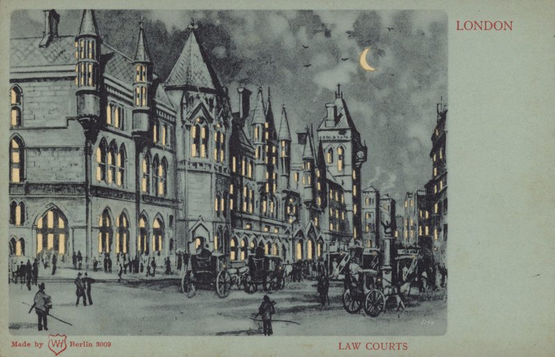 Law Courts, London (fargelitografi) av English School