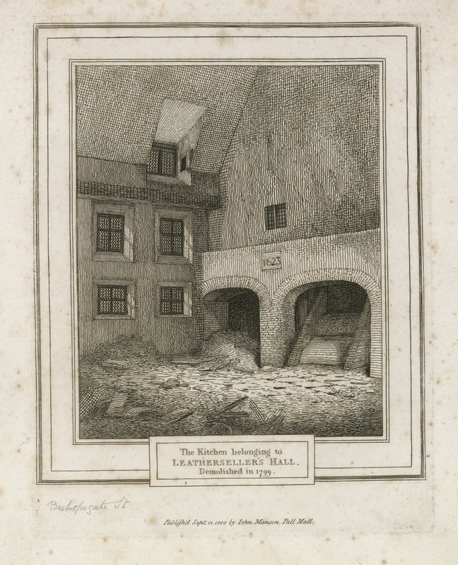 Leathersellers Hall, Bishopsgate Street. Revet 1799 av English School