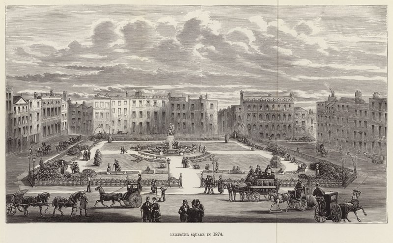 Leicester Square i 1874 av English School