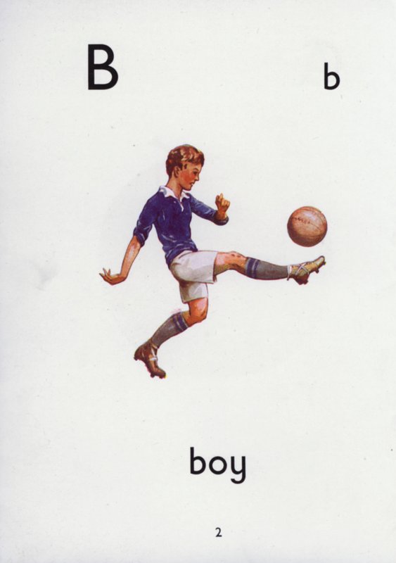 Bokstav B, gutt (farge litho) av English School