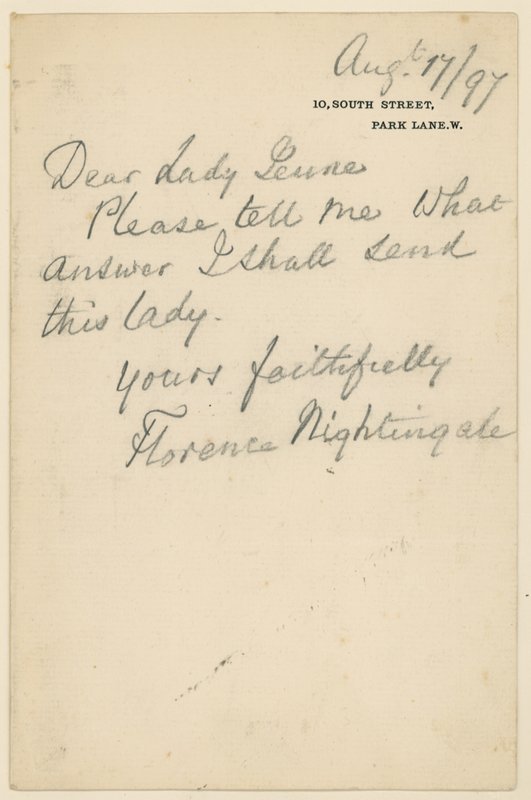 Brev fra Florence Nightingale av English School
