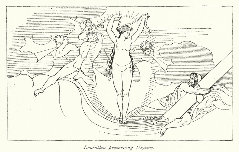 Leucothoe-bevarende Ulysses (litho) av English School