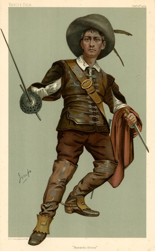 Lewis Waller, romantisk drama, tegneserie Vanity Fair, 13. oktober 1904 av English School