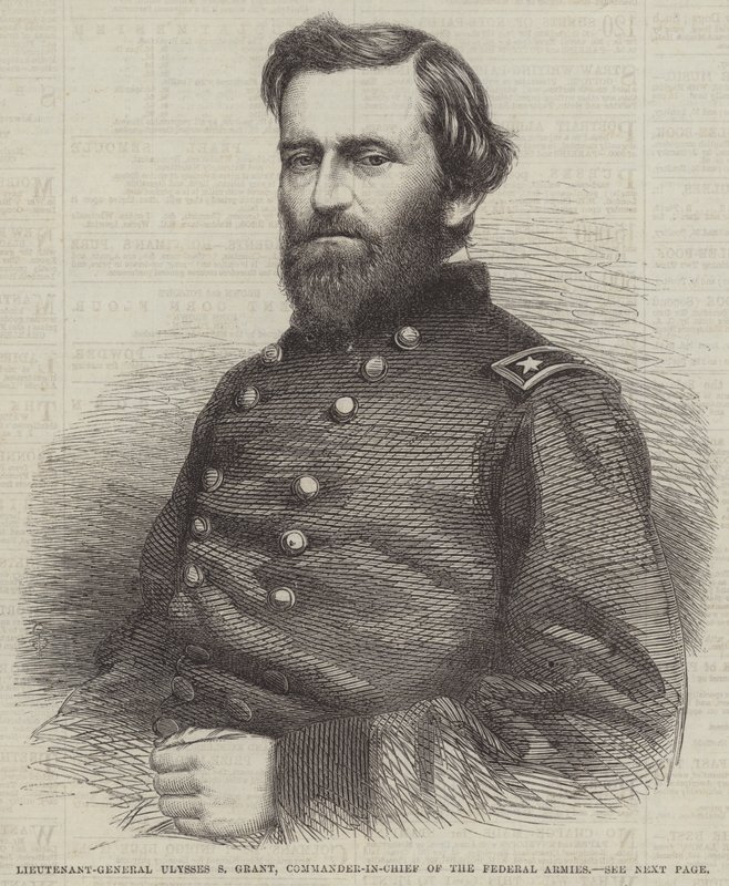 Generalløytnant Ulysses S Grant, sjef for de føderale hærene (gravering) av English School