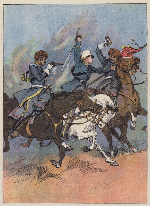 Løytnant Roberts redder flagget (farge litho) av English School