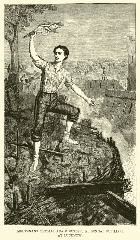 Løytnant Thomas Adair Butler, 1st Bengal Fusiliers, ved Lucknow av English School