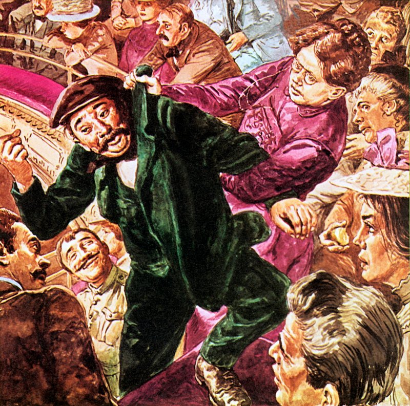 Lilian Baylis kaster ut en fylliker fra galleriet til sin elskede Old Vic av English School
