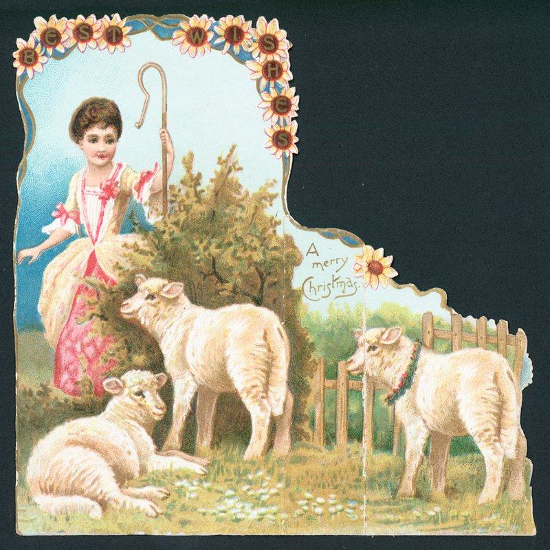 Lille Bo Peep, julekort av English School