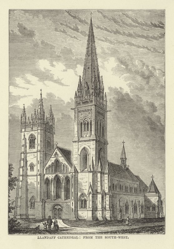 Llandaff Cathedral, fra sørvest av English School