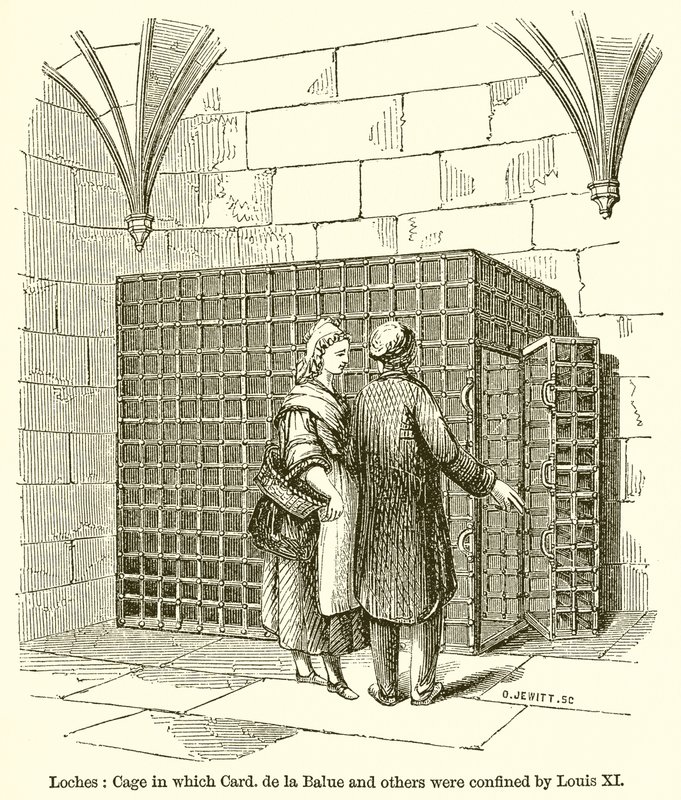 Loches: Bur i hvilket kort. de la Balue og andre ble innesperret av Louis XI av English School