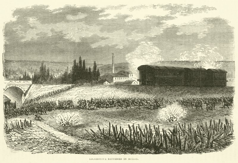 Lokomotivbatterier i aksjon, november 1870 av English School