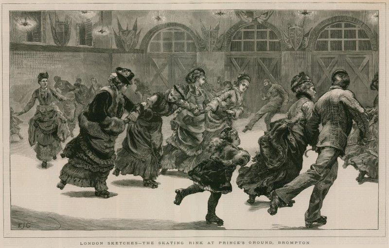 London Sketches: The Skating Rink på Princes Ground, Brompton av English School